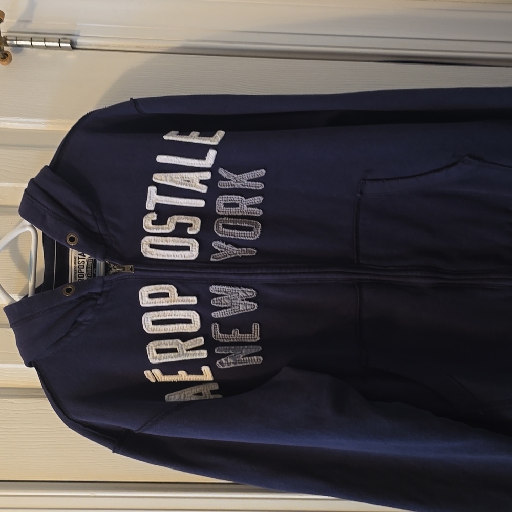 AEROSPOSTALE SIGNATURE BRAND MEN'S WARM ZIPPERED BLUE HOODIE SIZE XL